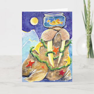 Gekleidetes oben Walroß Feiertagskarte