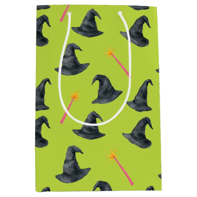 Geklickte, gute Rosa und grüne Hexe-Wrap-Geschenkt Mittlere Geschenktüte (Vorderseite)