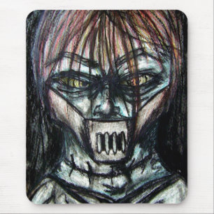 Geknebelter Patient im Zwangsjackett-Kohle-Kunstwe Mousepad