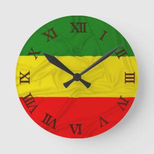 Geknitterte Rastafarian Flagge Runde Wanduhr
