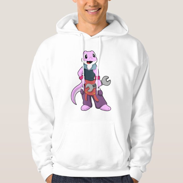 Geko als Mechanik mit Wrench Hoodie (Vorderseite)