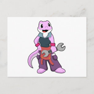 Geko als Mechanik mit Wrench Postkarte