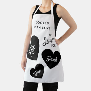 gekocht mit Liebe Personalisiert Schwarz & Weiß Schürze