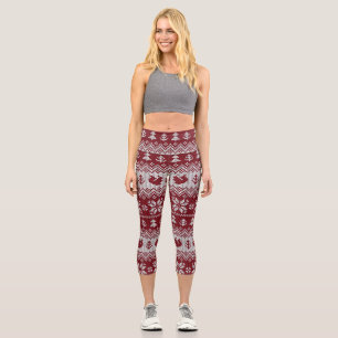 Gekocht, Weihnachten, Eichhörnchen, Vintages Muste Capri Leggings