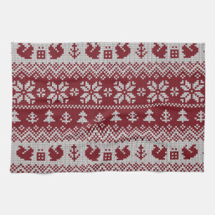 Gekocht, Weihnachten, Eichhörnchen, Vintages Muste Geschirrtuch