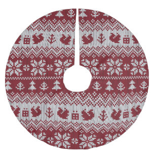 Gekocht, Weihnachten, Eichhörnchen, Vintages Muste Polyester Weihnachtsbaumdecke
