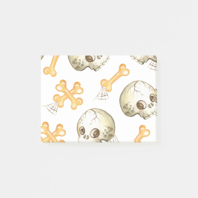 Geköckte Schädel und Knochen Halloween Muster Post-it Klebezettel (Vorderseite)