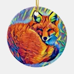 Gekräuselter oben Fox Keramikornament