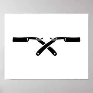 Gekreuzt, Rasiermesser rasierend Poster