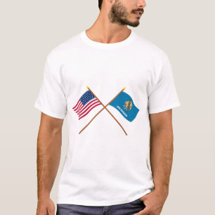 Gekreuzte 46 Stern US und Oklahoma-Staats-Flaggen T-Shirt