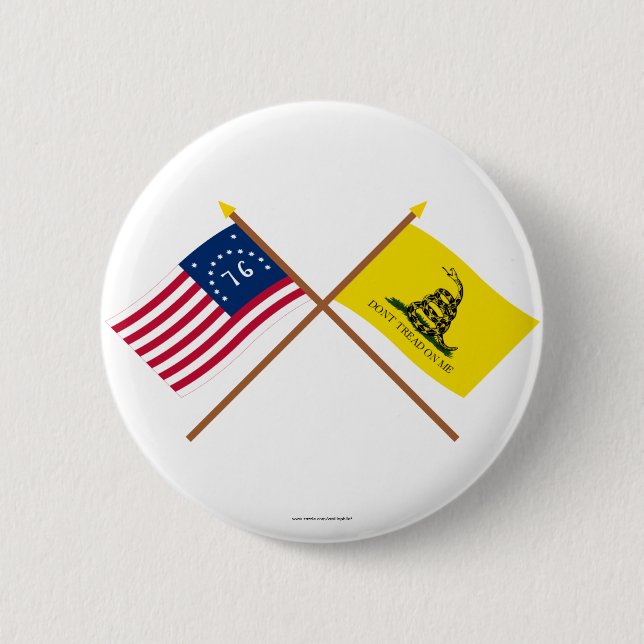 Gekreuzte Bennington- und Gadsden-Flaggen Button (Vorderseite)