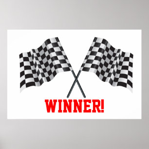 gekreuzte Flaggen, die Sport oder Ziellinie Poster