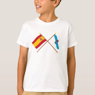 Gekreuzte Flaggen Spaniens und Galiciens T-Shirt