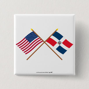 Gekreuzte Flaggen US und der Dominikanischen Button