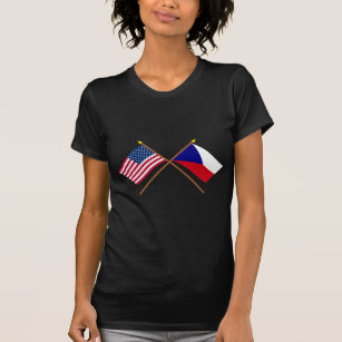 Gekreuzte Flaggen US und der Tschechischen T-Shirt
