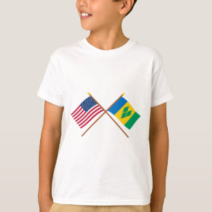 Gekreuzte Flaggen US und St. Vincent T-Shirt