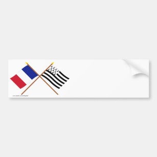 Gekreuzte Flaggen von Frankreich und von Bretagne Autoaufkleber