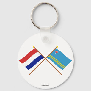 Gekreuzte Flaggen von Holland und von Aruba Schlüsselanhänger