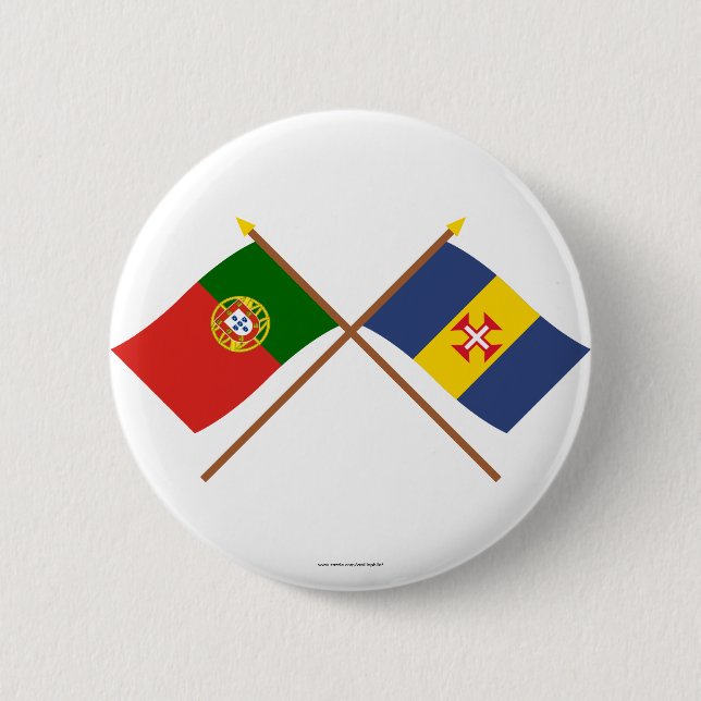 Gekreuzte Flaggen von Portugal und von Madeira Button (Vorderseite)
