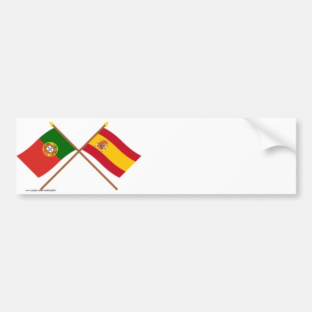 Gekreuzte Flaggen von Portugal und von Spanien Autoaufkleber (Vorne)