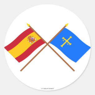 Gekreuzte Flaggen von Spanien und von Asturien Runder Aufkleber