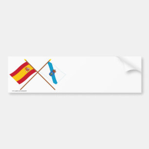 Gekreuzte Flaggen von Spanien und von Galizien Autoaufkleber