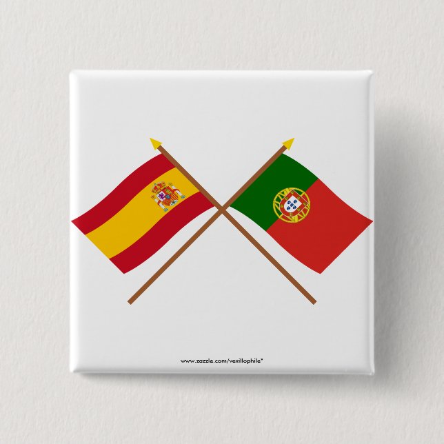 Gekreuzte Flaggen von Spanien und von Portugal Button (Vorderseite)