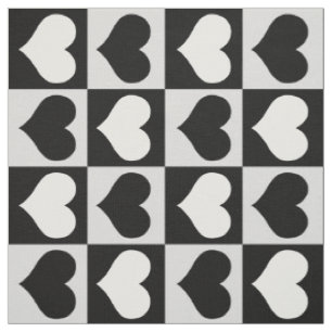 Gekreuzte geometrische Schwarz-weiße Herzstücke Stoff