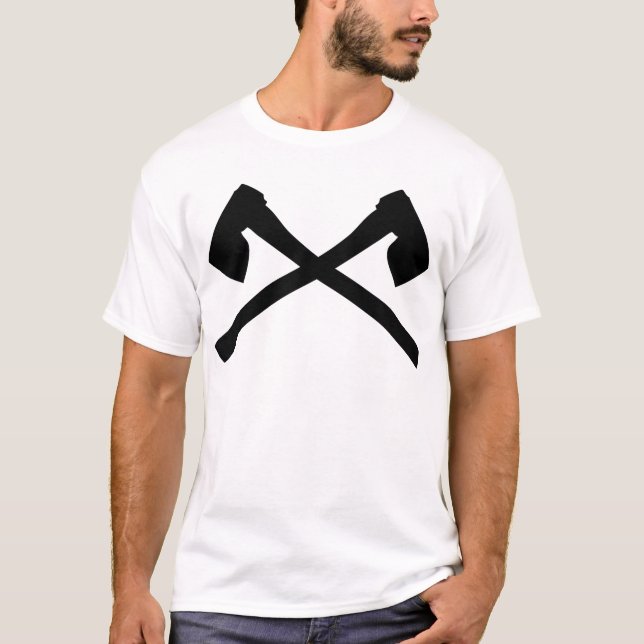 gekreuzte Ikone der Axt Axt T-Shirt (Vorderseite)