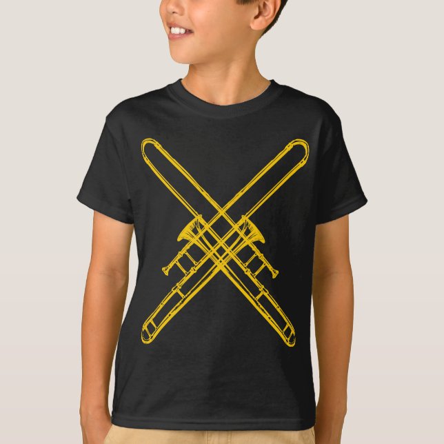 Gekreuzte "Messing" Trombones T-Shirt (Vorderseite)