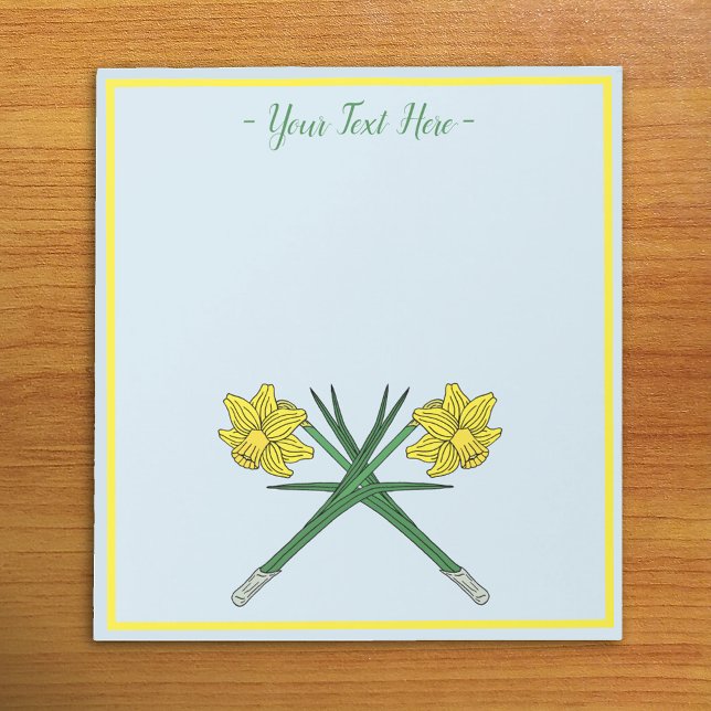 Gekreuzte Narzissen Notizblock (Daffodils Crossed Notepad on Desk)