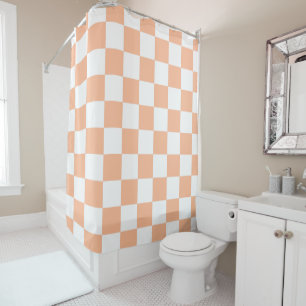 Gekreuzte Quadrate für orange-weiße geometrische F Duschvorhang