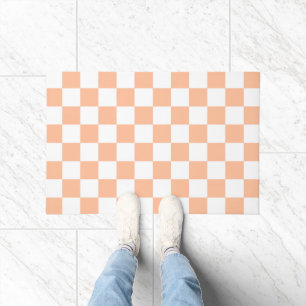 Gekreuzte Quadrate für orange-weiße geometrische F Fußmatte