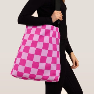 Gekreuzte Quadrate lichtfeuchtes, rosa geometrisch Tragetaschen Mit Langen Trägern