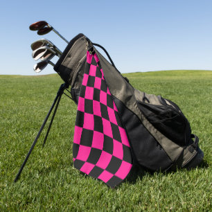 Gekreuzte Quadrate mit rosa, geometrischem Retro Golfhandtuch