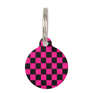 Gekreuzte Quadrate mit rosa, geometrischem Retro Haustiermarke