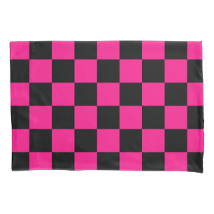 Gekreuzte Quadrate mit rosa, geometrischem Retro Kissenbezug