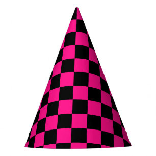 Gekreuzte Quadrate mit rosa, geometrischem Retro Partyhütchen