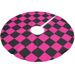 Gekreuzte Quadrate mit rosa, geometrischem Retro Polyester Weihnachtsbaumdecke