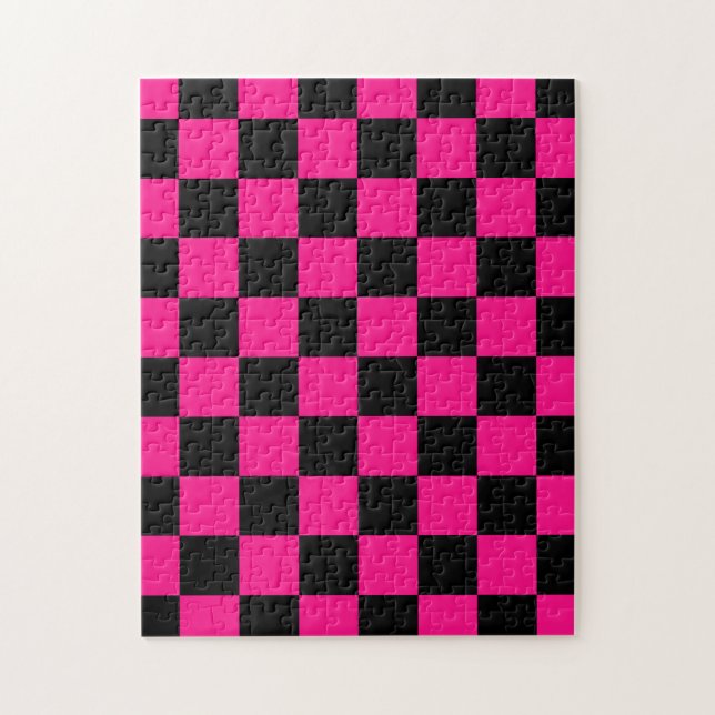 Gekreuzte Quadrate mit rosa, geometrischem Retro Puzzle (Vertikal)