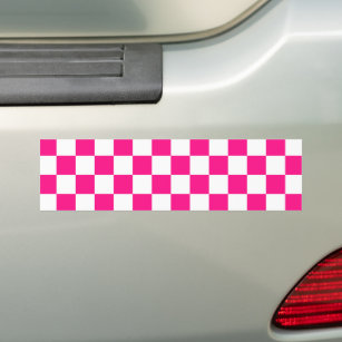 Gekreuzte Quadrate mit weißem, rosa Retro Autoaufkleber