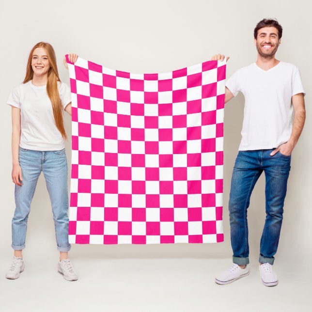 Gekreuzte Quadrate mit weißem, rosa Retro Fleecedecke (Beispiel)
