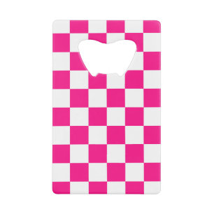Gekreuzte Quadrate mit weißem, rosa Retro Geldbeutel Flaschenöffner