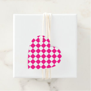 Gekreuzte Quadrate mit weißem, rosa Retro Geschenkanhänger