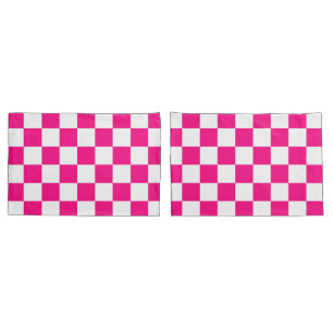 Gekreuzte Quadrate mit weißem, rosa Retro Kissenbezug