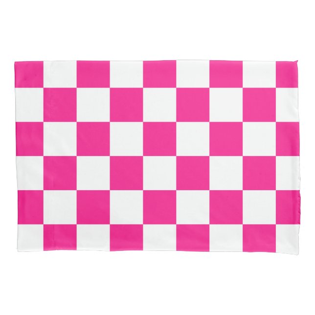 Gekreuzte Quadrate mit weißem, rosa Retro Kissenbezug (Vorderseite)