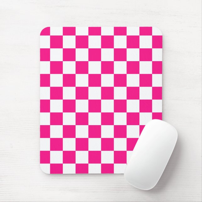 Gekreuzte Quadrate mit weißem, rosa Retro Mousepad (Mit Mouse)