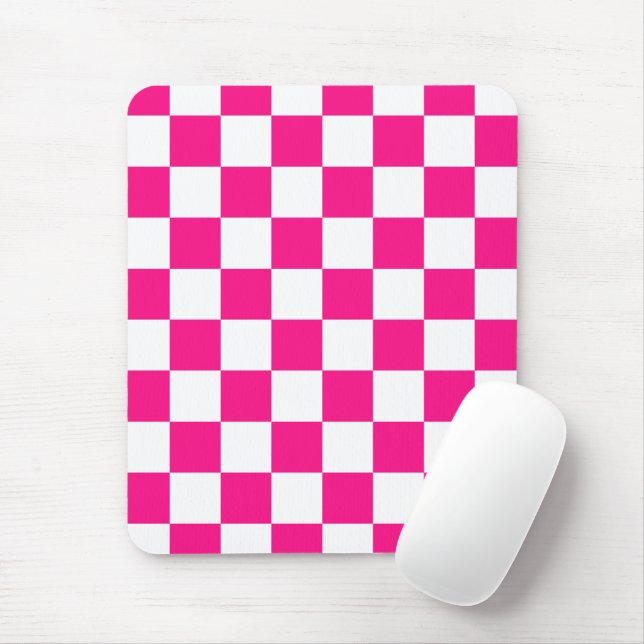 Gekreuzte Quadrate mit weißem, rosa Retro Mousepad (Mit Mouse)