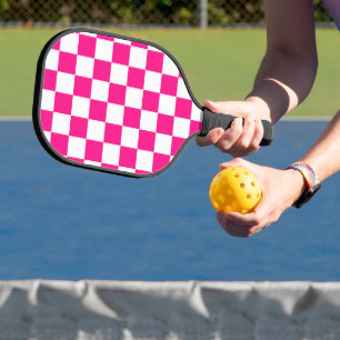 Gekreuzte Quadrate mit weißem, rosa Retro Pickleball Schläger
