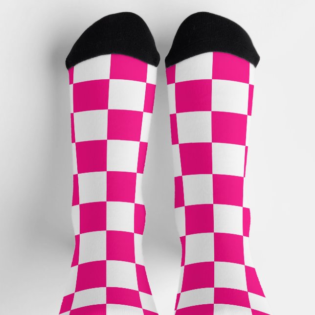 Gekreuzte Quadrate mit weißem, rosa Retro Socken (Oben)